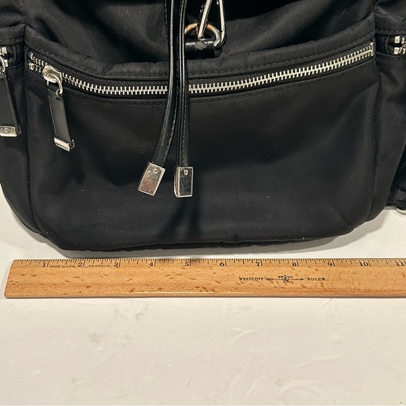 Calvin Klein Women’s black nylon backpack with silver accents, pockets - Picture 8 of 12